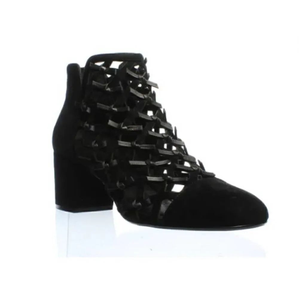 Cecelia New York Nessa Leather Knotted Bows Ankle Boots Black Sz. 6